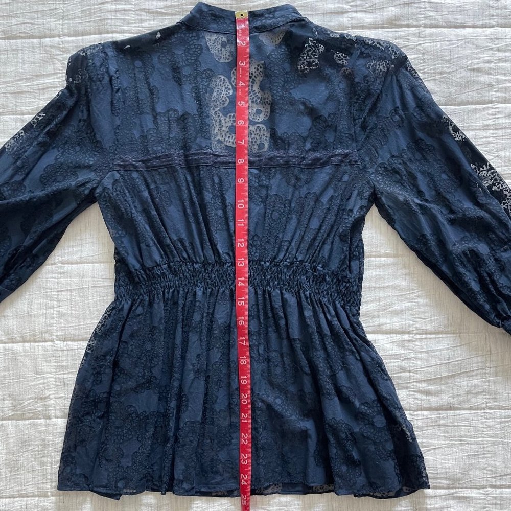Anthropologie FEI Blue Silk & Cotton Blouse - Picture 8 of 8